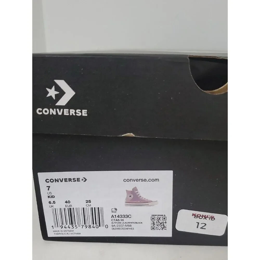 Converse CTAS Hi Tops Altitude Lilac Sparkly Size 7 Big Kid NIB